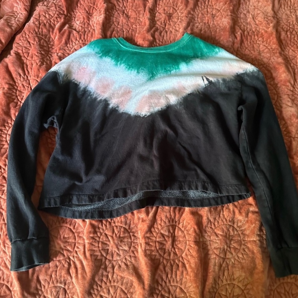 Rebellious One Black, Pink and Green Crop Hoodie